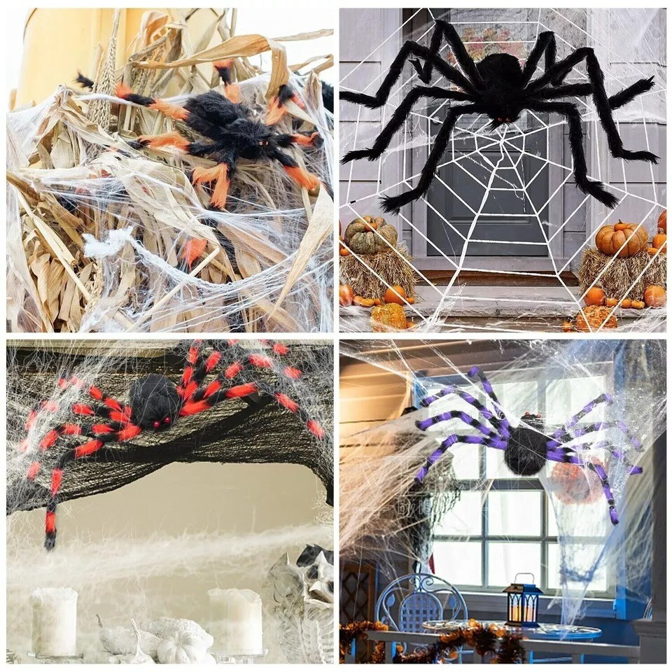 35&#x27;&#x27; Giant Spider Halloween Decoration Prop Scary Haunted Party Yard House Decor