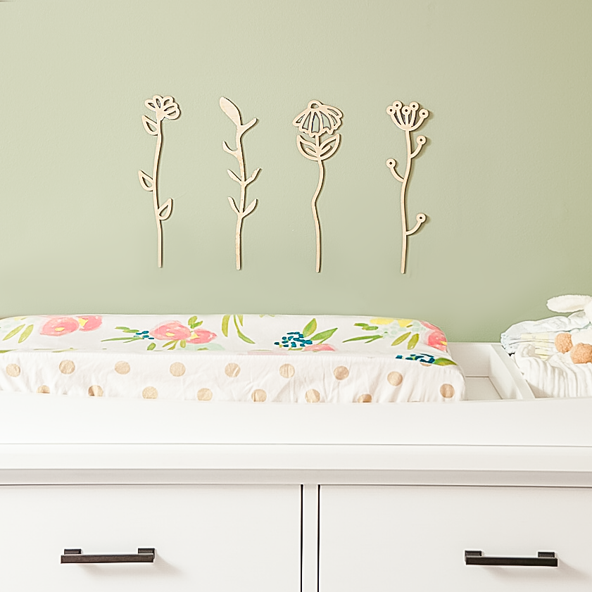 Wildflower Cutouts Sets of 4 Nursery Flower Wall Decor | Woodpeckers