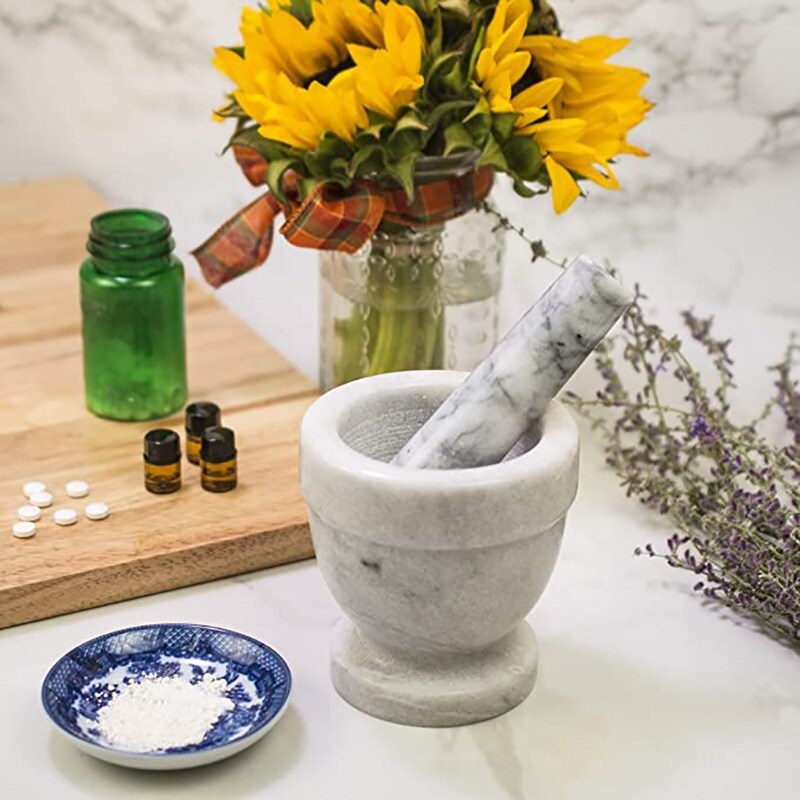 Harold Import  4 in. Marble Mortar Pestle