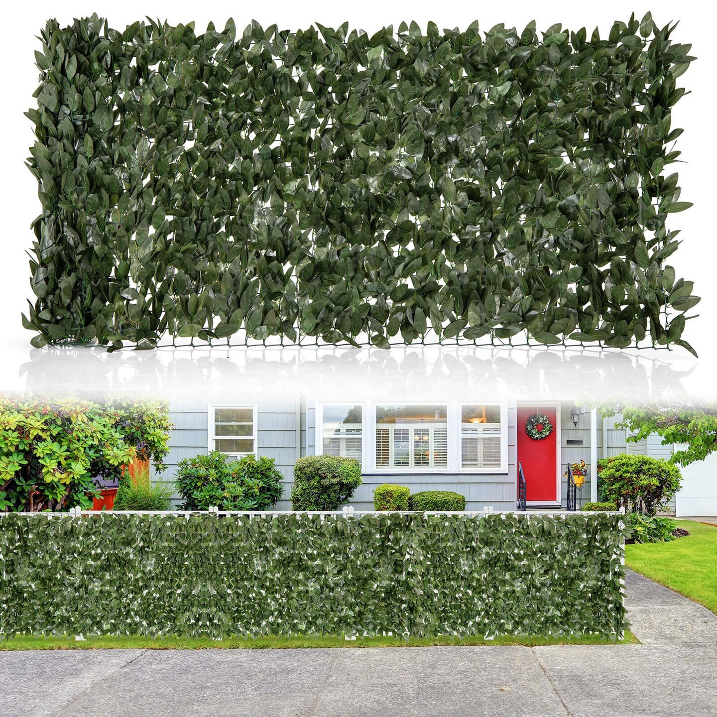 Costway 120&#x22; x 40&#x22; Artificial Lily Leaf Privacy Fence Sun-protective Greenery Backdrop