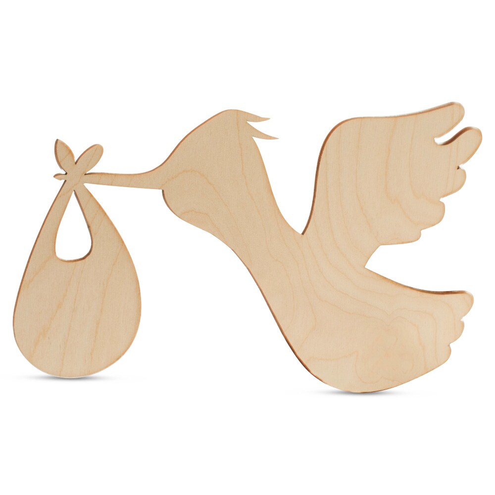 DIY Stork Cutout 1/4 inch Thick, Multiple Sizes, Pregnancy/Baby Announcement Decor | Woodpeckers