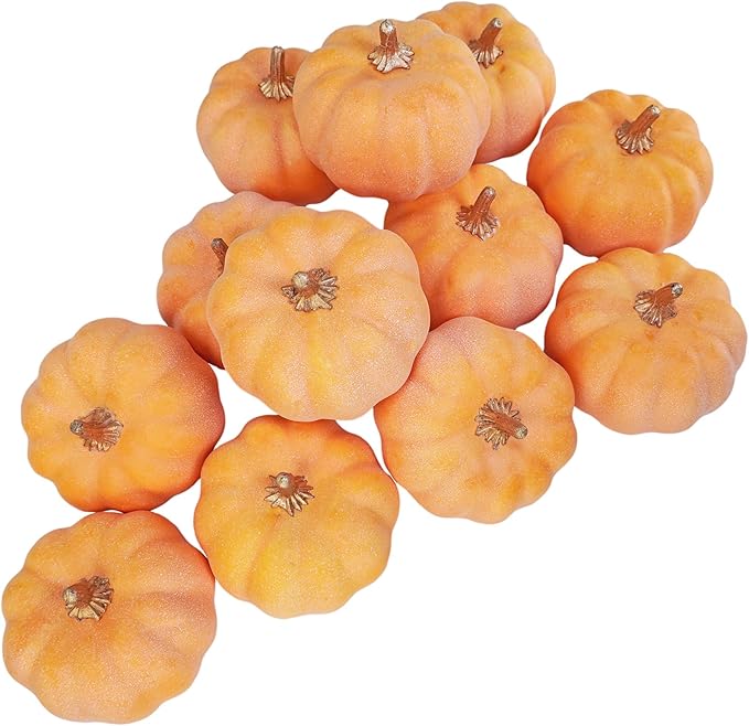 9-Piece Mini Fabric Pumpkins - Soft Fleece Fall Decor For Halloween & Thanksgiving