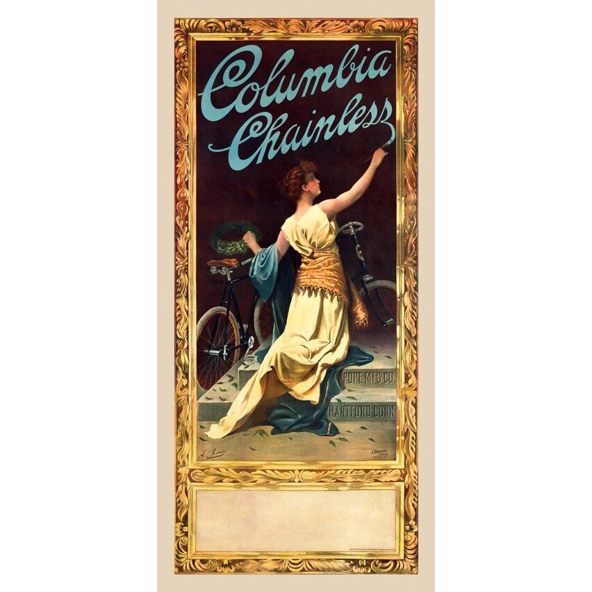 Columbia Chainless Vintage Bicycle Poster Prints MakerPlace by