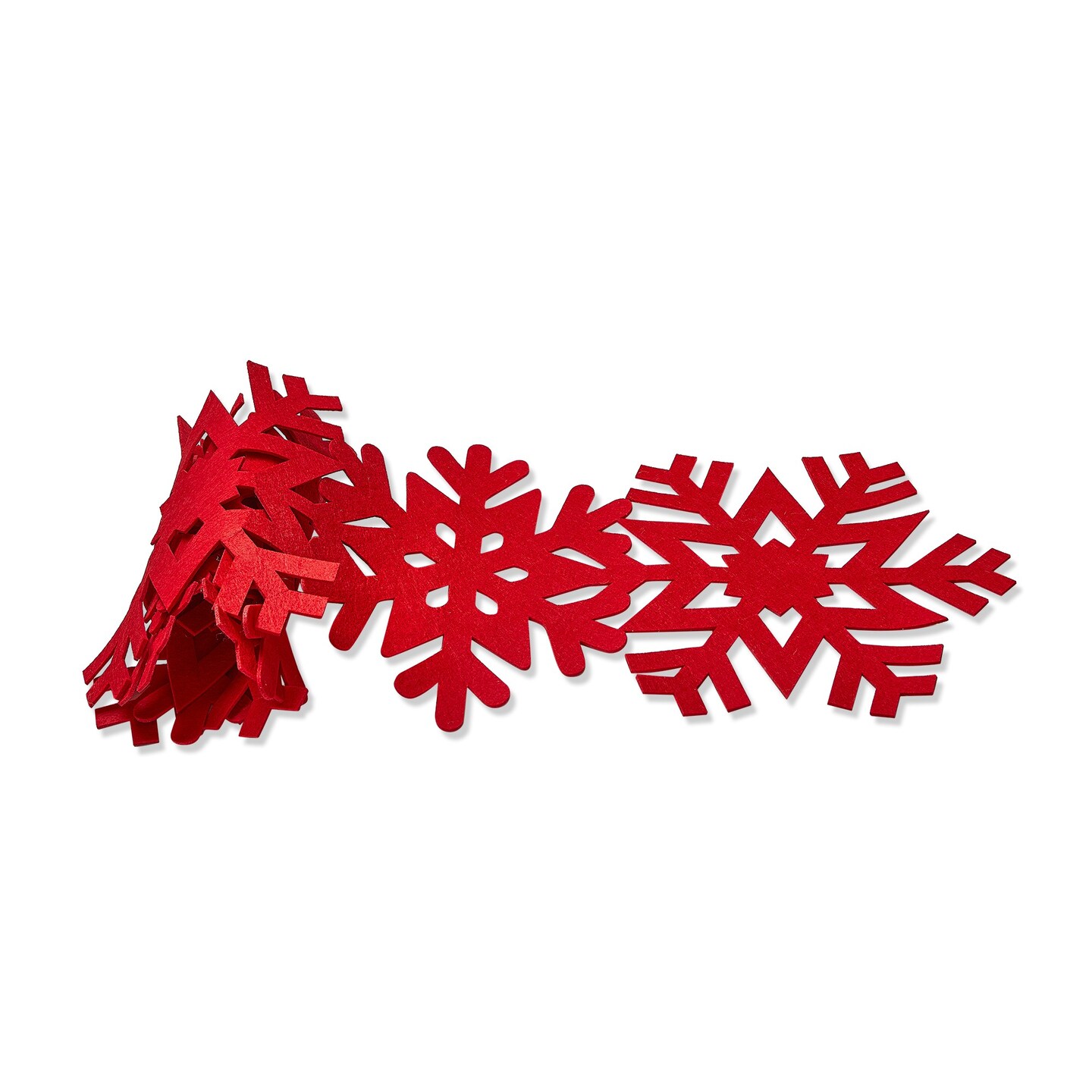 Red Snowflake Shaped Cut Out Felt Table Runner, 72.0 in.