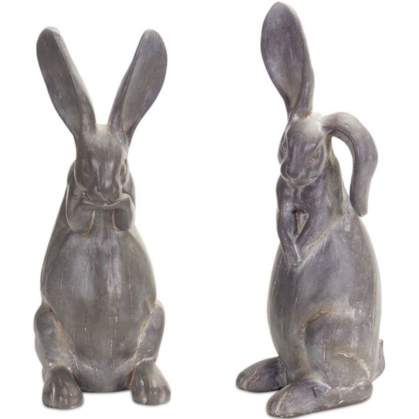 Melrose Bashful Standing Rabbit Outdoor Garden Statues - 16.25&#x22; - Gray - Set of 2