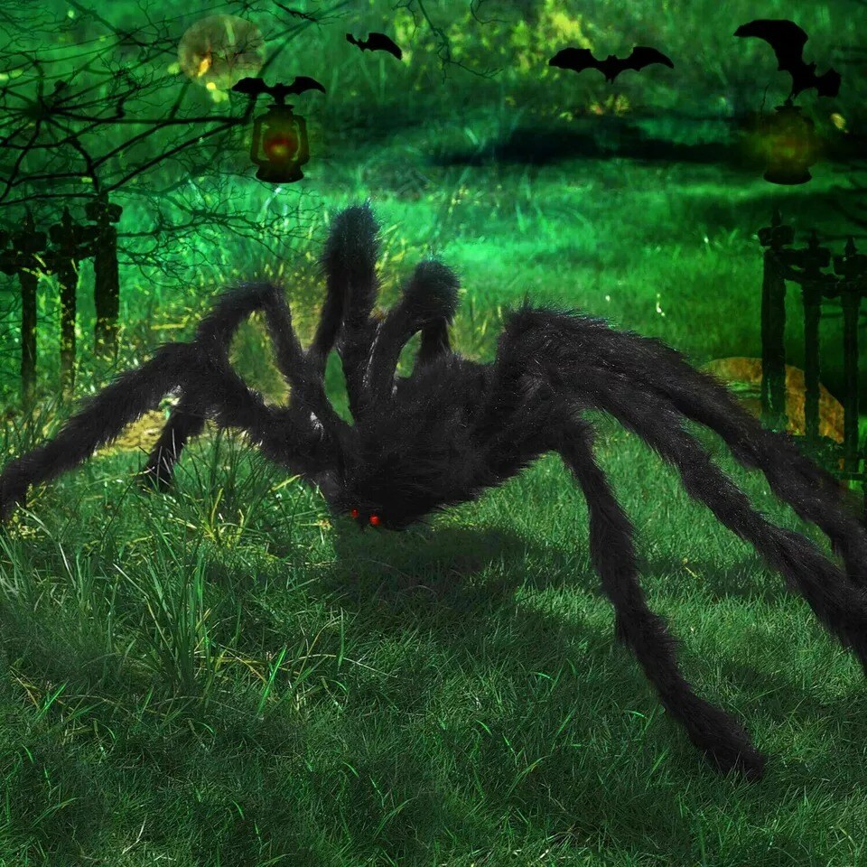 2PCS Halloween Fake Spider Decor 3FT Haunted House Prop Soft Spider Party DIY