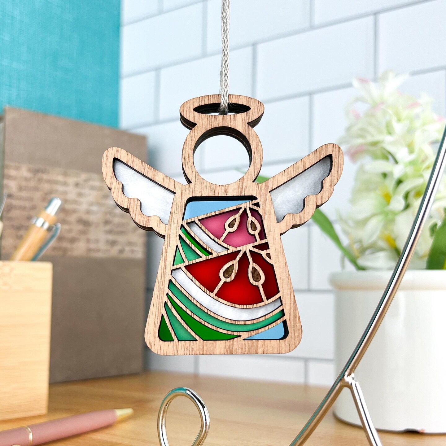 3.5&#x22; Summer Watermelon Ornament - Handcrafted in Texas - Mother&#x27;s Angels&#xAE; Figurine - Mother&#x27;s Day Gifts