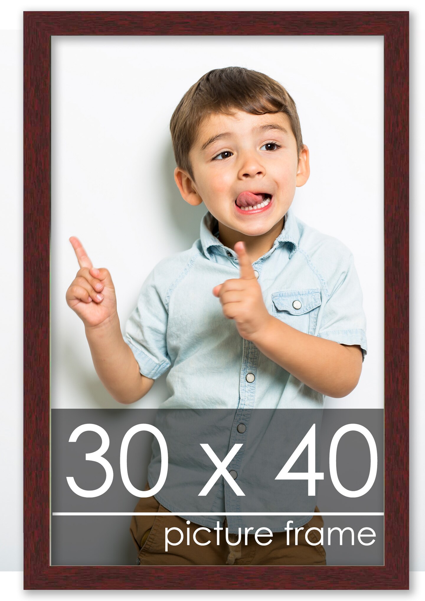 30x40 Solid Wood Picture Frame with UV-Resistant Acrylic & Acid-Free Backing, Available in 6 Finishes: Matte Black, Matte White, Metallic Bronze, Silver, Natural Wood Grain & Mahogany