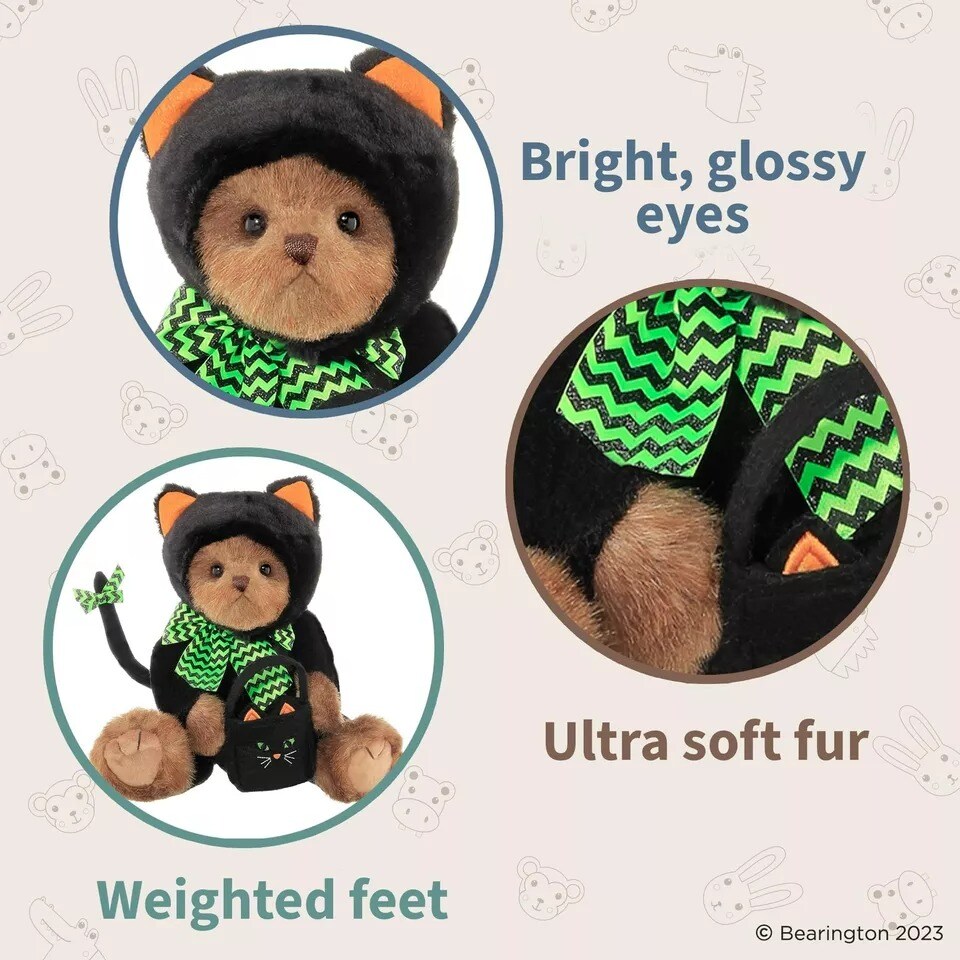 12&#x22; Black Cat, Midnight Magic Stuffed Animals Halloween Teddy Bear