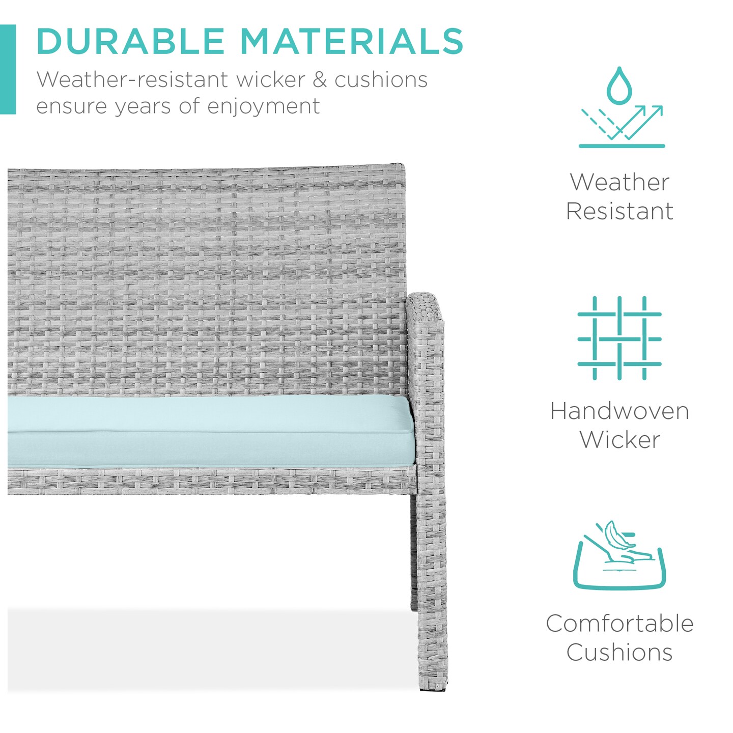 Best Choice Products 4-Piece Outdoor Wicker Patio Conversation Furniture Set w/ Table, Cushions