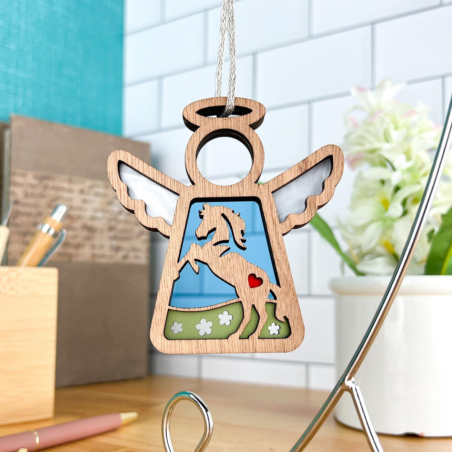 3.5&#x22; Horse Ornament - Handcrafted in Texas - Mother&#x27;s Angels&#xAE; Figurine - Mother&#x27;s Day Gifts