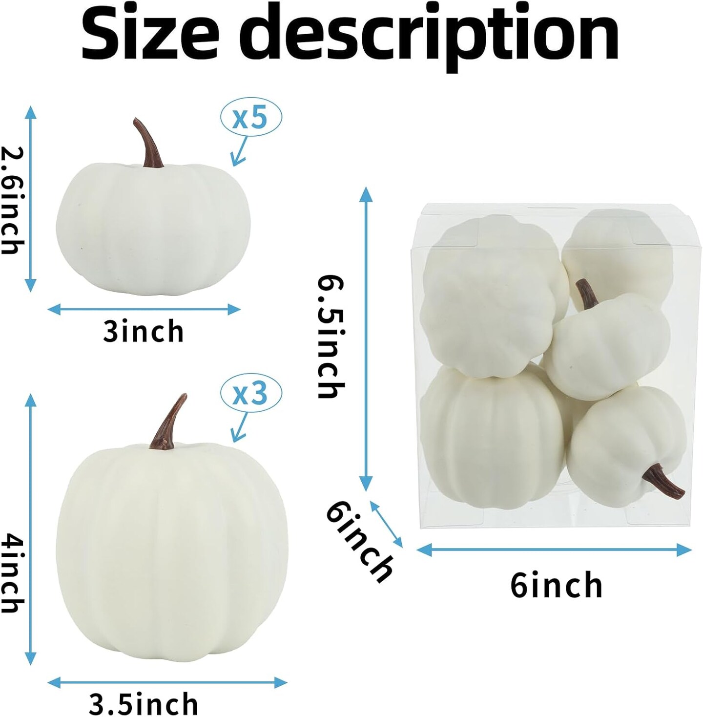 For Halloween and Thanksgiving parties, these 8 pieces of white artificial fake pumpkins are perfect as a table centerpiece or autumnal home decoration.