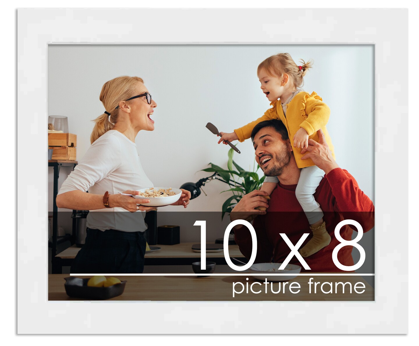 10x8 White Wood Picture Frame - UV Acrylic, Foam Board Backing, Hanging Hardware