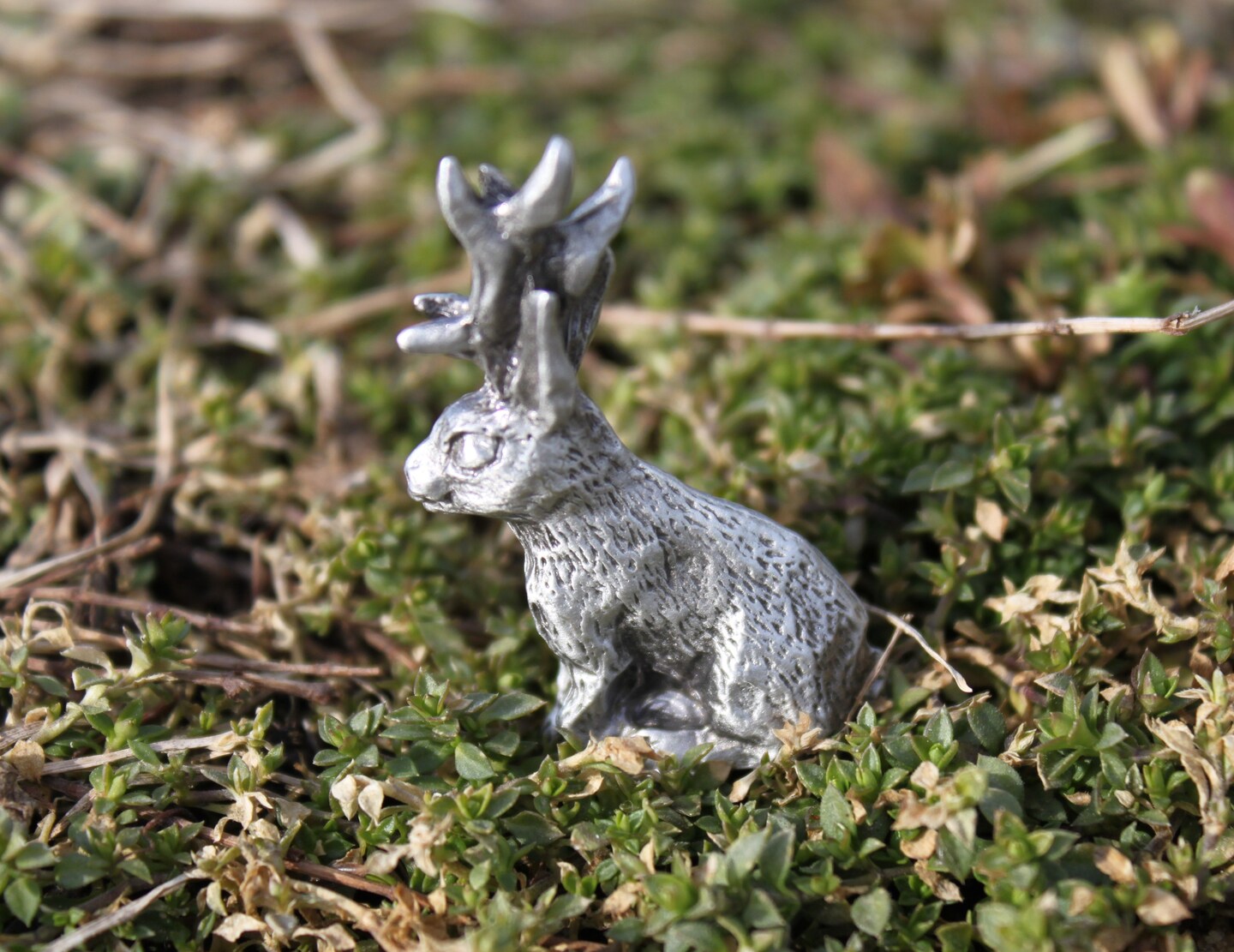 Lead Free Pewter Jackalope Figurine Metal Odd Decoration Board