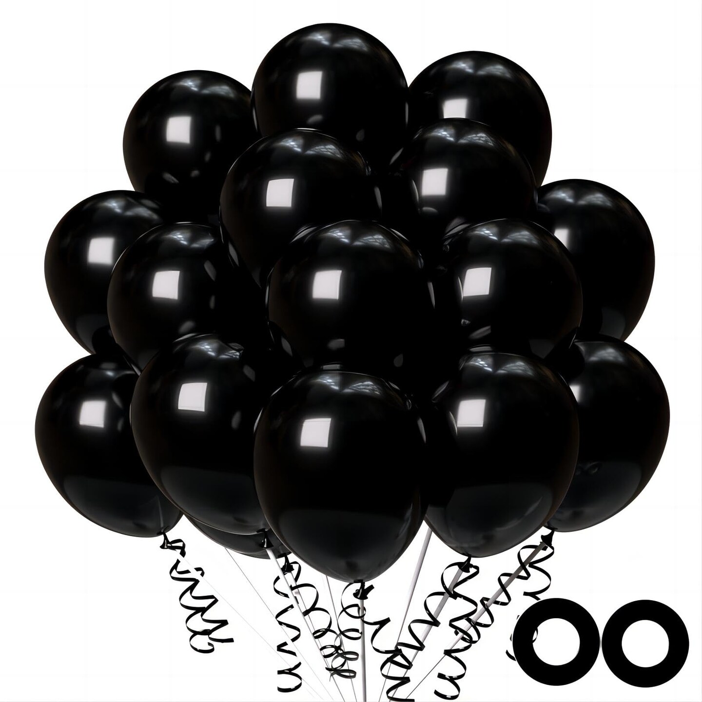 100 Pieces Black Balloons, 12 inch Black Latex Party Balloons Helium Quality for Gende Reveal, Birthday,Baby Shower,Wedding, Halloween or Christmas PartyParty Decoration (with Black Ribbon)