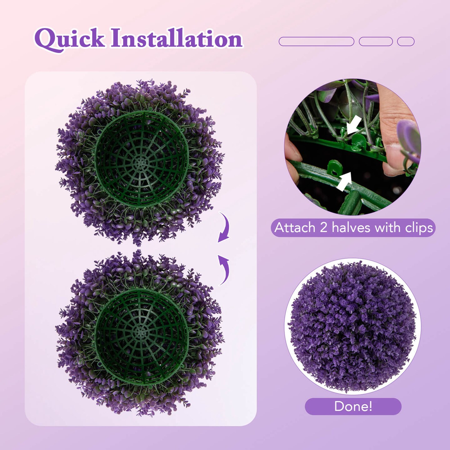 Costway 2 PCS Artificial Plant Topiary Balls with7 Layers Leaves UV Protected for Garden