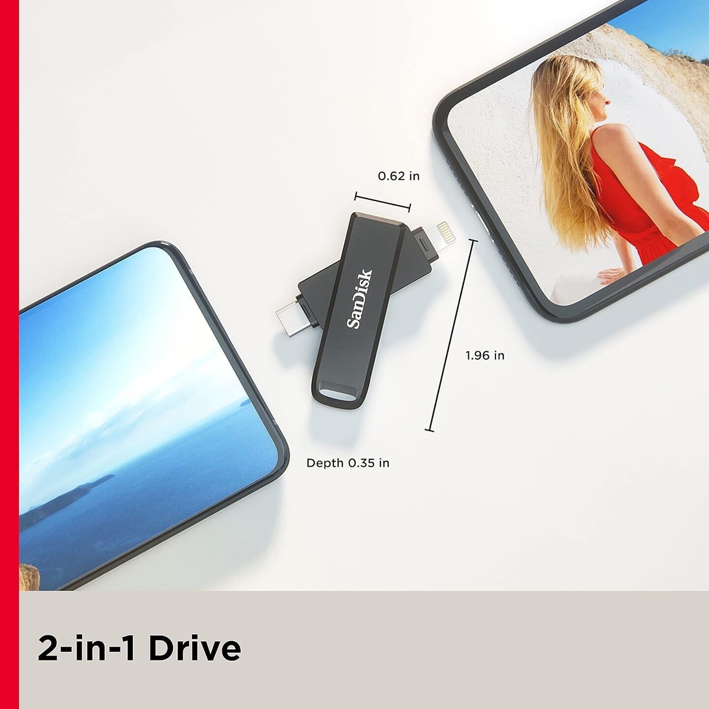 64GB Ixpand Flash Drive Luxe - the 2-In-1 USB for Iphone, Ipad, and Computer - Thumb Drive with Lightning and USB Type-C Connectors &#x2013; SDIX70N-064G-GN6NN