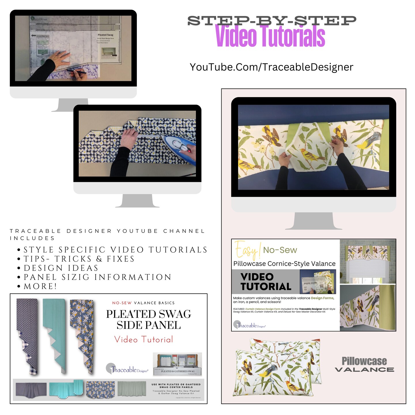 Multi-Style Swag Valance Kit Use Any Fabric to Make Curtains Without Sewing