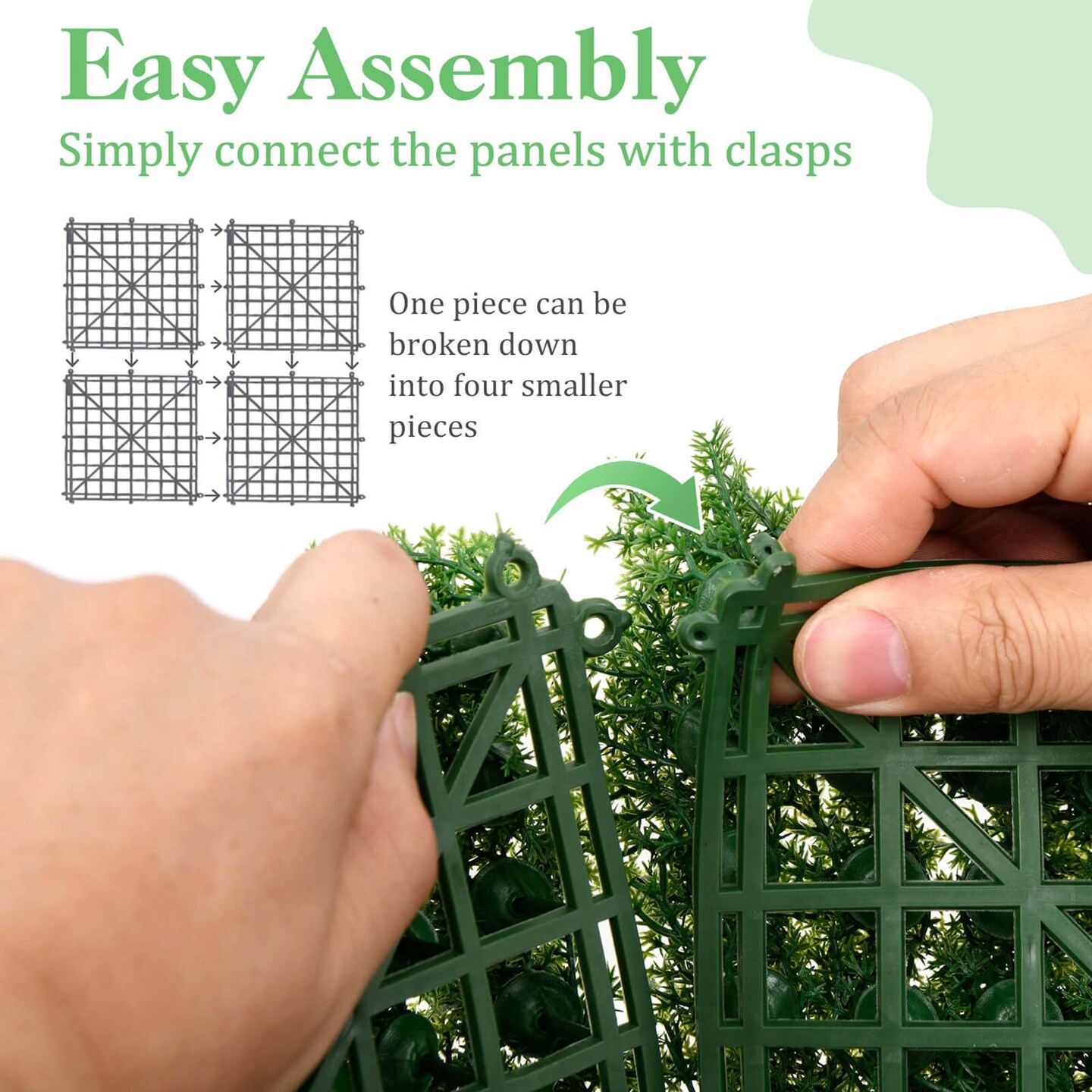 Costway 12 PCS Faux Green Moss Panels withInsertable Branches Stable X-shaped structure Ligth Green/Dark Green