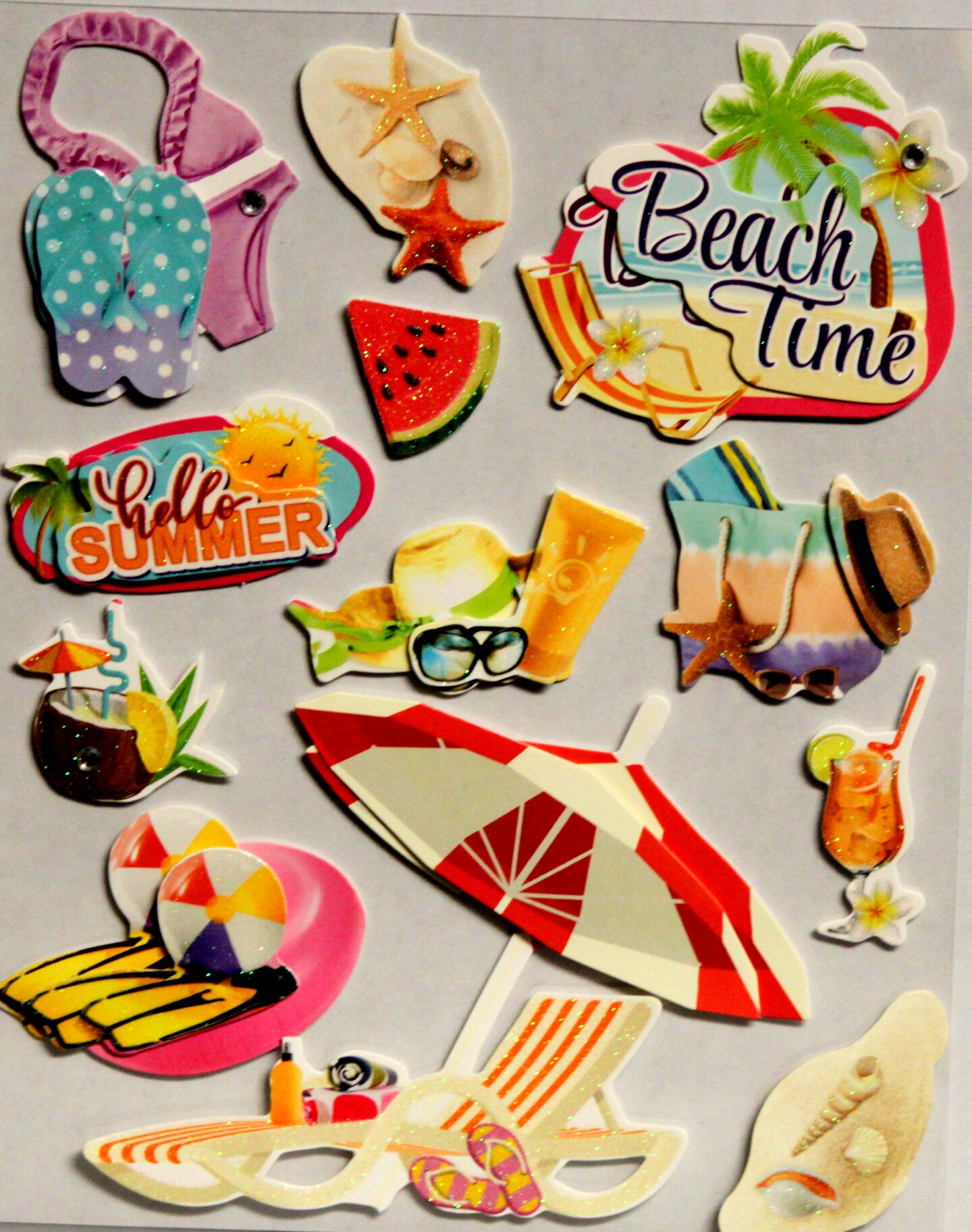 Designer Beach Time Dimensional Stickers