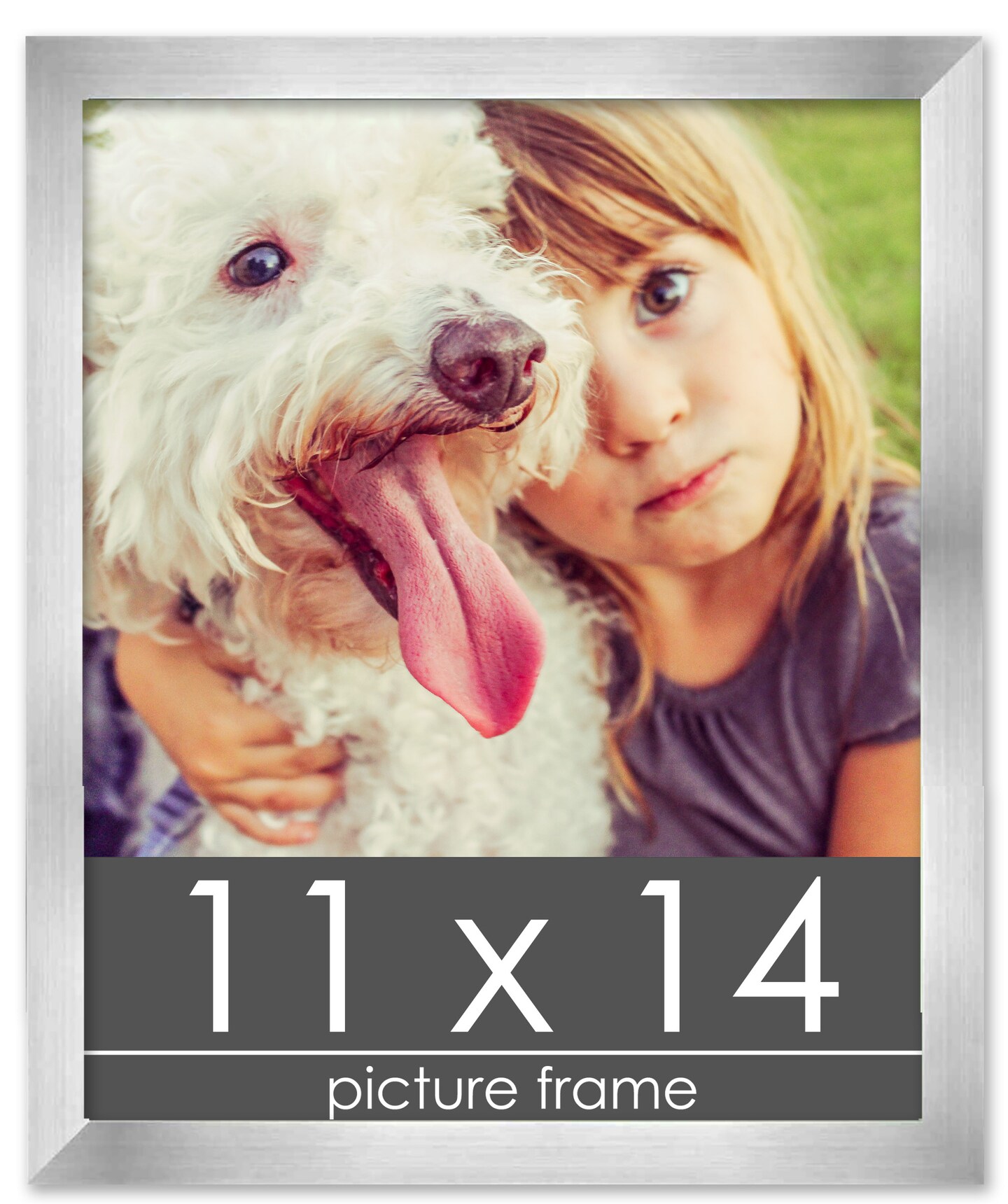 11x14 Silver Wood Picture Frame - UV Acrylic, Foam Board Backing, Hanging Hardware