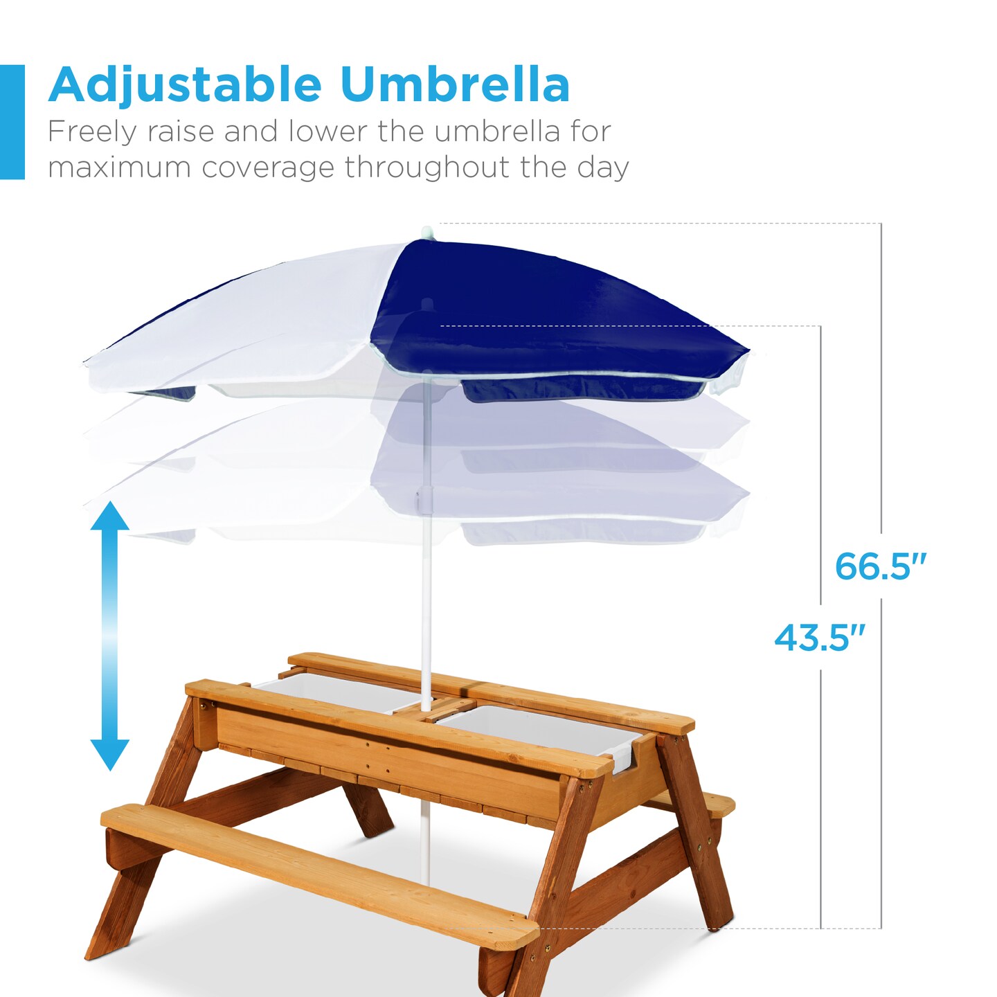 Best Choice Products Kids 3-in-1 Outdoor Convertible Activity Sand &#x26; Water Picnic Table w/ Umbrella