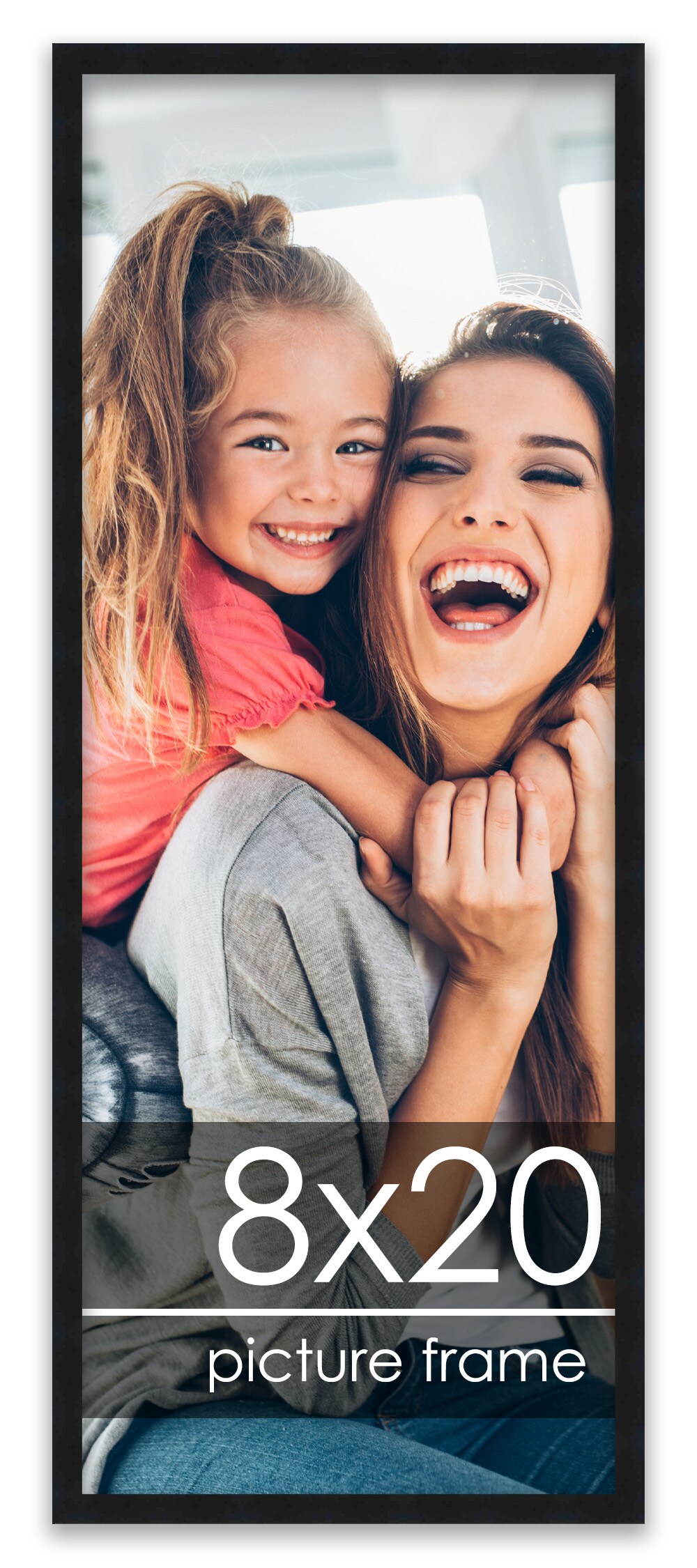 8x20 Solid Wood Picture Frame with UV-Resistant Acrylic & Acid-Free Backing, Available in 6 Finishes: Matte Black, Matte White, Metallic Bronze, Silver, Natural Wood Grain & Mahogany