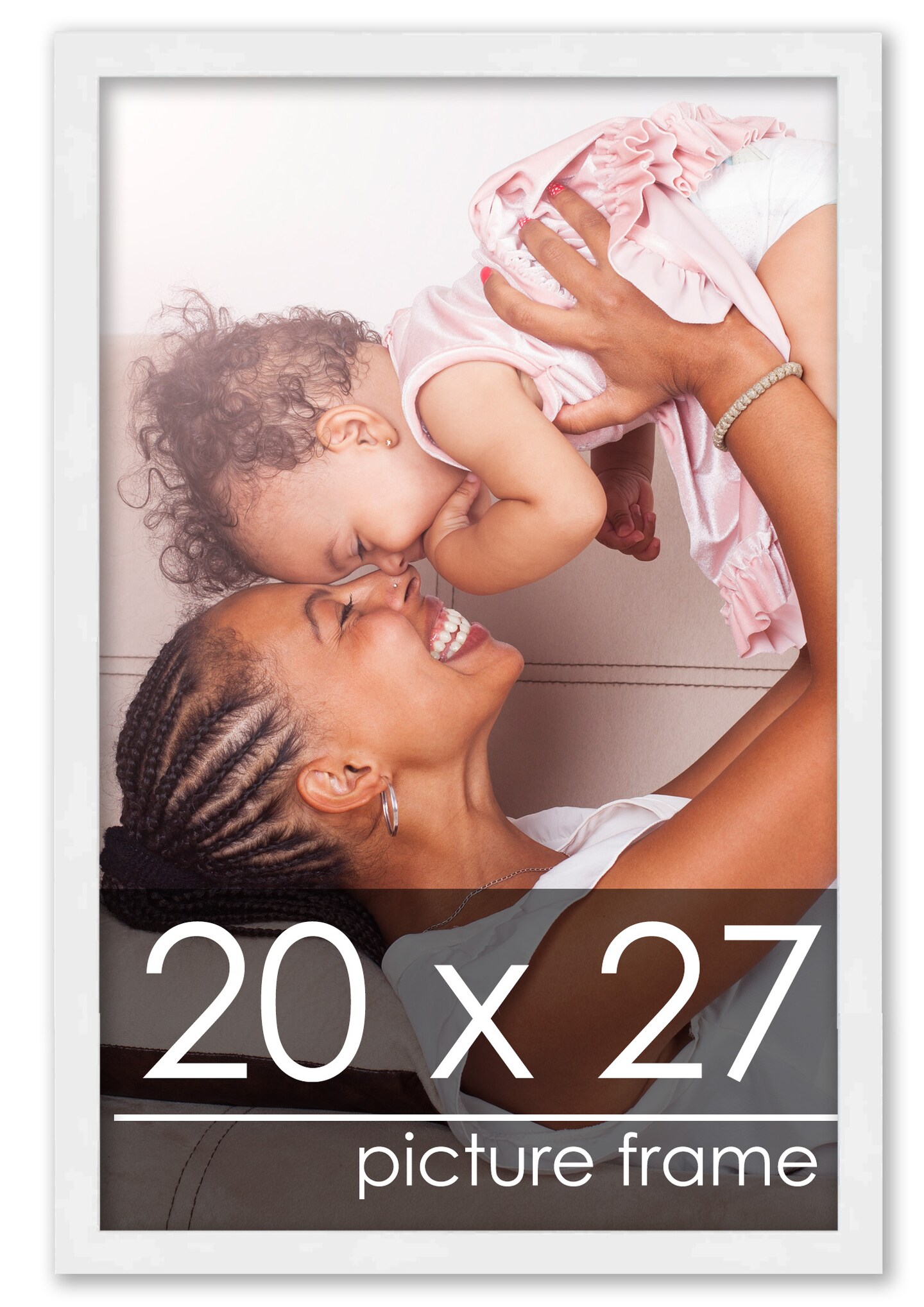 20x27 White Wood Picture Frame - UV Acrylic, Foam Board Backing, Hanging Hardware