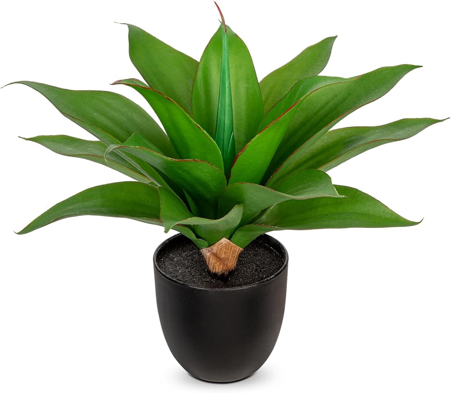13&#x27;&#x27; Artificial Agave Plants Realistic Potted Faux Agave Plants 16-Leaf Small Crown Succulent Fake Plants in Black Pot Houseplant for Home Decor Farmhouse Indoor Outdoor Patio