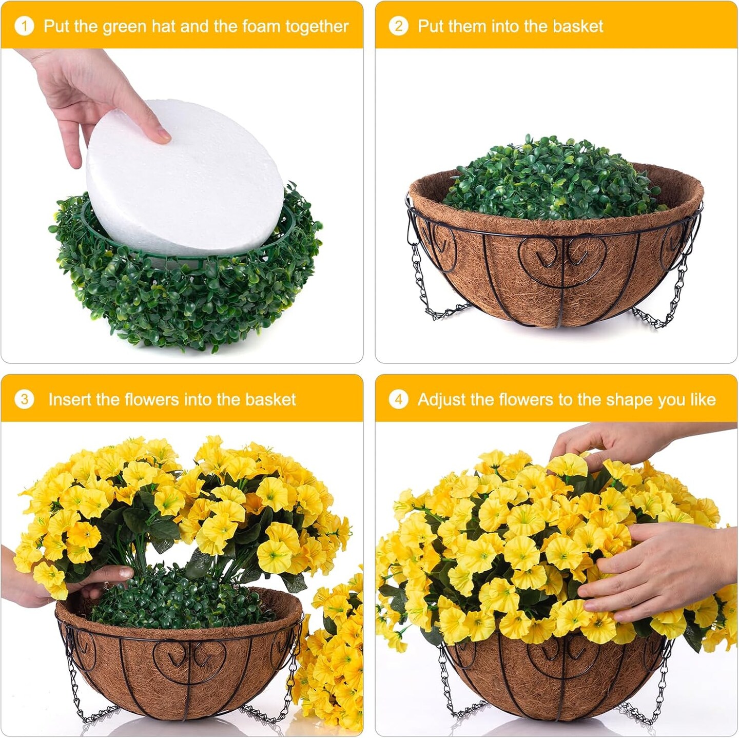 Artificial Fake Hanging Flowers Plants Basket for Outdoor Summer Decoration