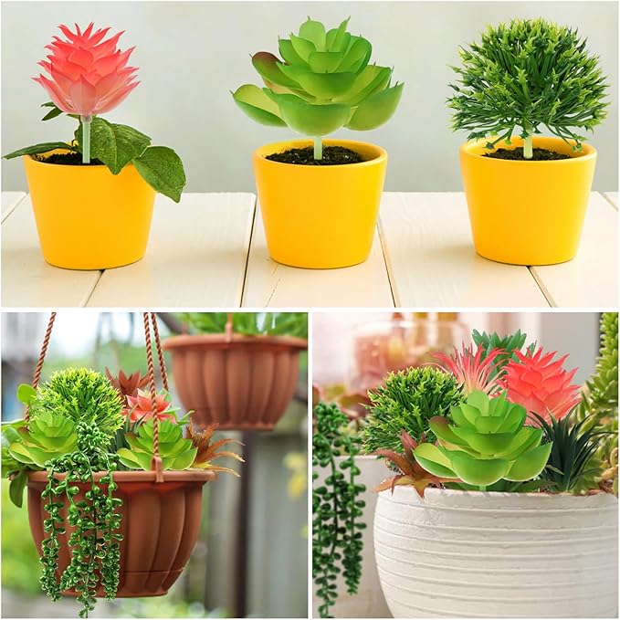 Succulents Plants Artificial, 14pcs Colorful Succulents Plant, Mini Fake Succulents for DIY Crafting Home Garden Office Party