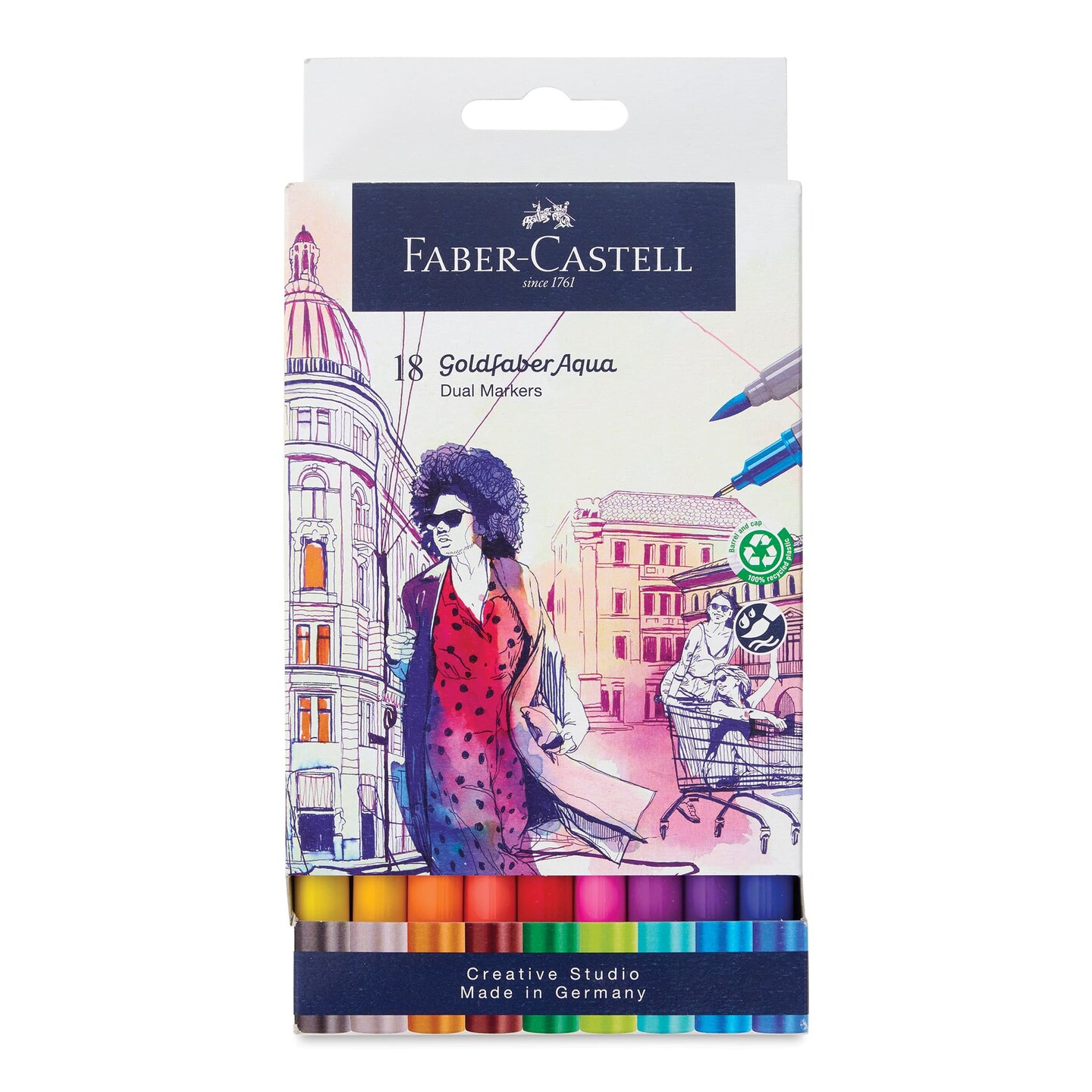 Faber-Castell Goldfaber Aqua Dual Markers - Set of 18, Assorted Colors