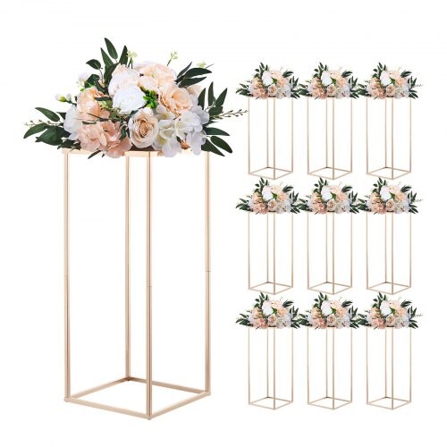 Gold Metal Flower Stand 10PCS Rectangular Display Rack for Events