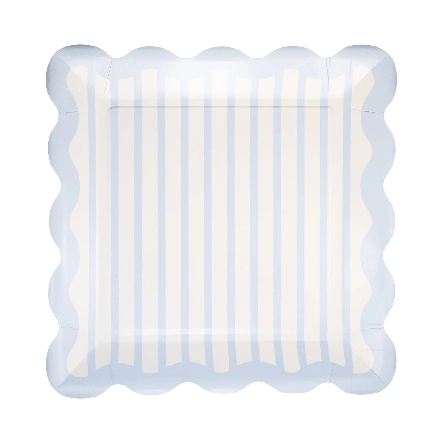 Blue Stripe Scalloped Square Party Plates – 10" Disposable Plates (8 Pack)