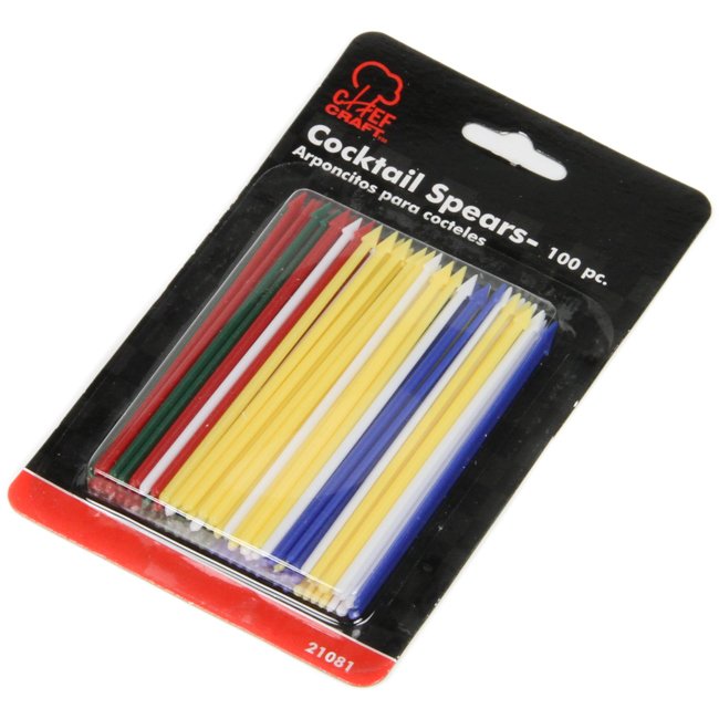 Chef Craft 3.25 Inch Summer Party Spears Cocktail Drink Picks, Multi-Color, 100 Pack