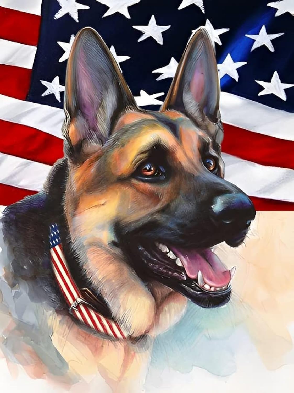 Diamond Painting American Flag and Police Dog Art Kits for Adults Embroidery Paintings DIY 5D Home Wall Decor