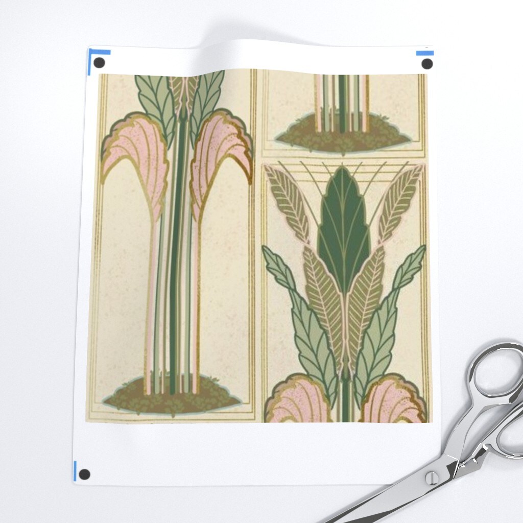 Art Nouveau Deco Floral Vertical Botanical Palms Geometric Custom Pre-pasted Wallpaper by Spoonflower Pre-Pasted Wallpaper 2FT Wide