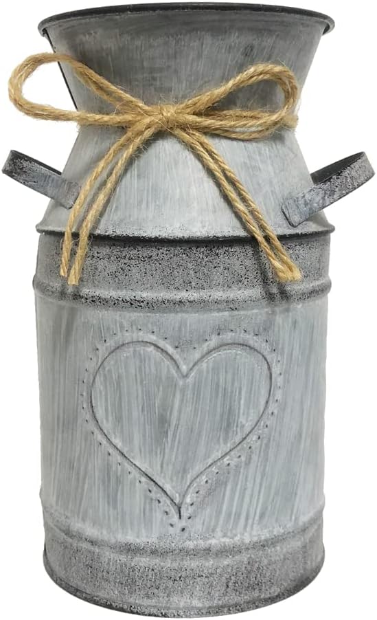 Rustic Artificial Lavender in Metal Vase – Vintage Farmhouse Décor for Home & Office