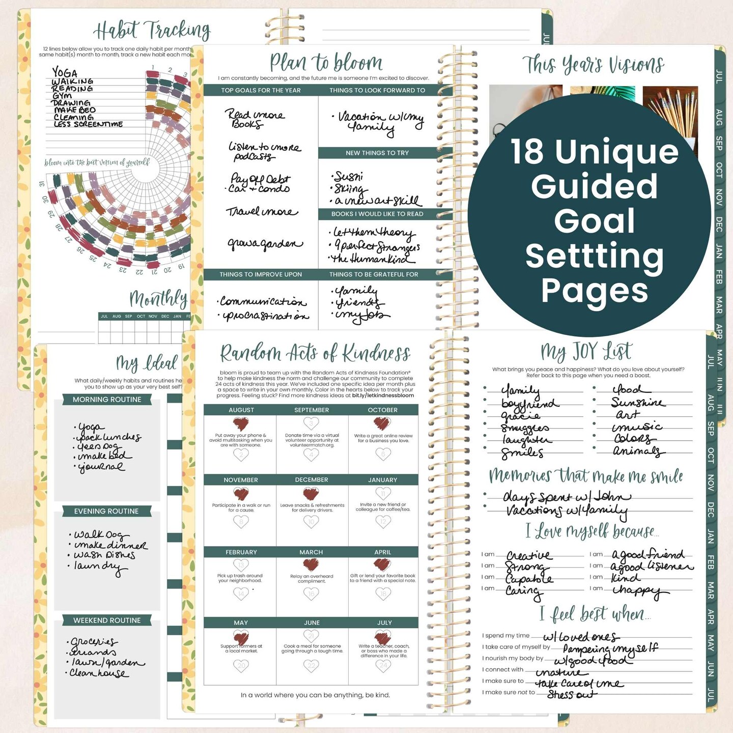 bloom daily planners 2026-2027 Academic Planner, 13 Month Soft Cover Monthly & Weekly, 5.5" x 8.25", Butter Yellow Daisies