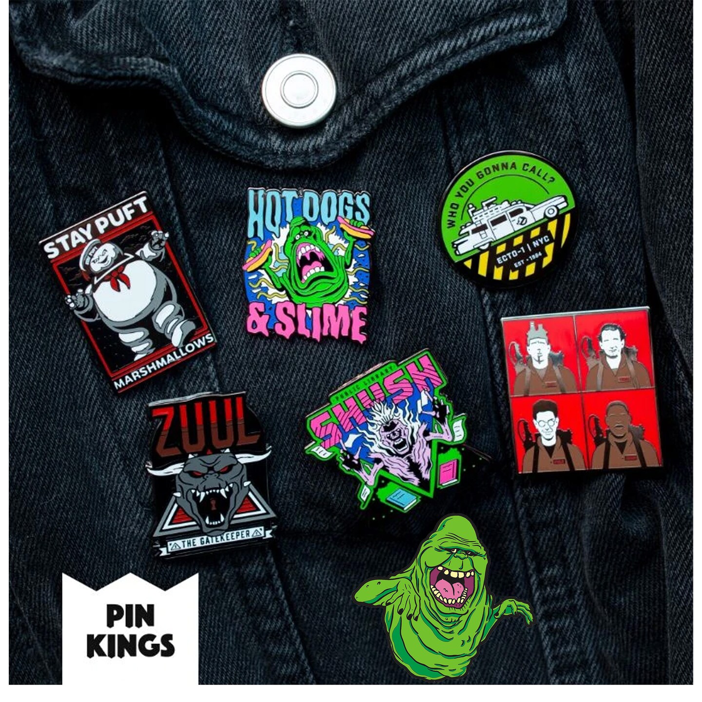 1 3/4&#x22; GhostbustersT Slimer Glow in the Dark Enamel Pin