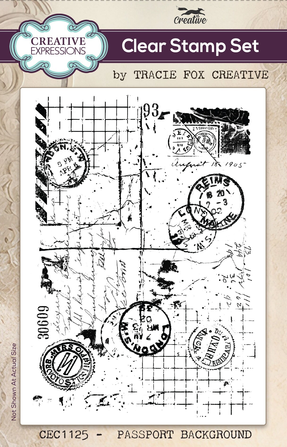 Creative Expressions Clear Stamp Set 4&#x22;X6&#x22; By Tracie Fox-Passport Background