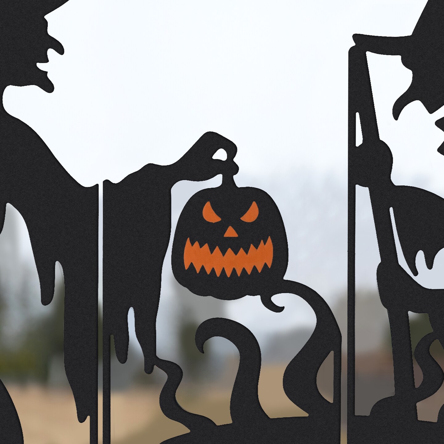 34.5&#x22;H Set of 5 Halloween Metal Silhouette Witches with Cauldron Yard Stake(Two function)