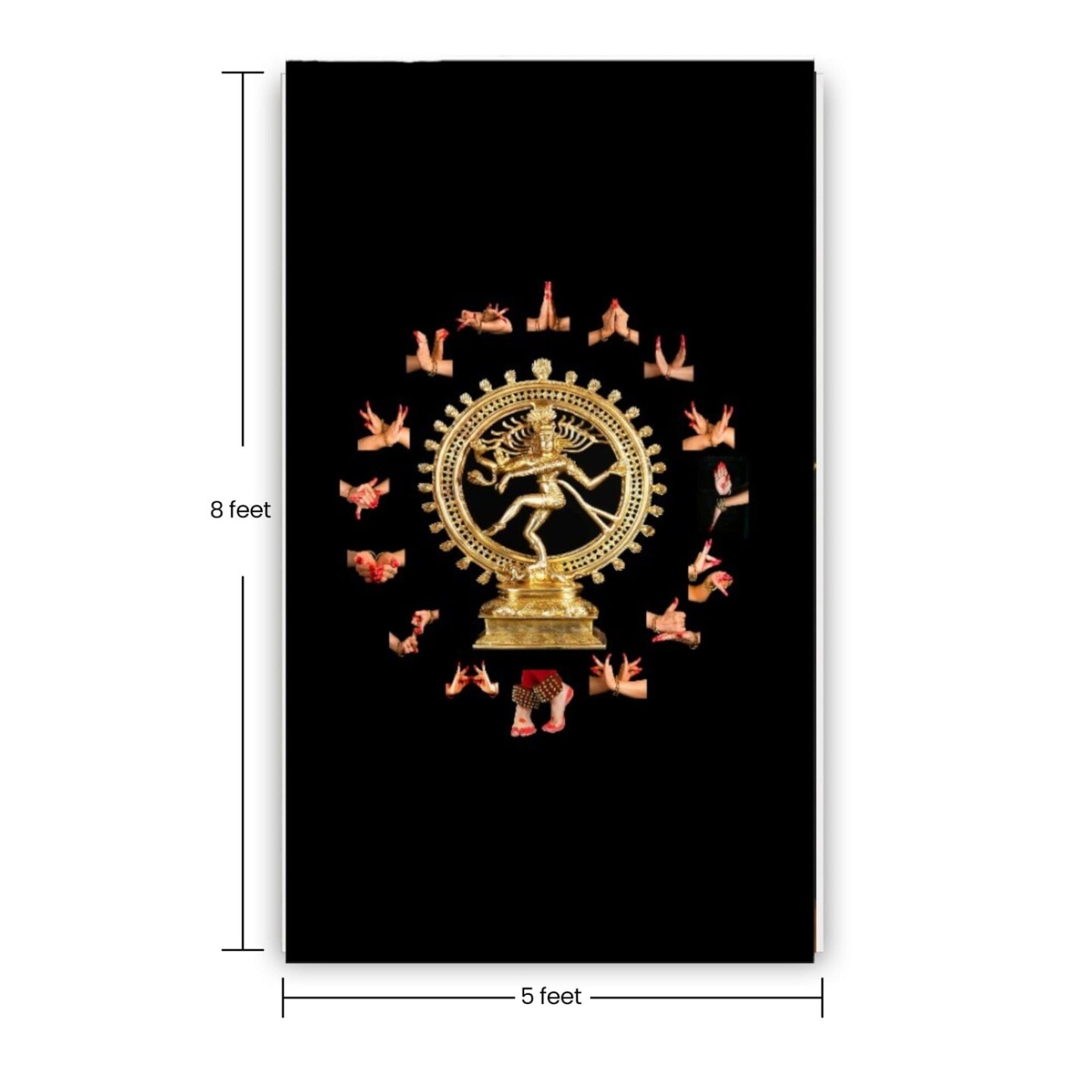 5x8ft Arangetram Natraj Backdrop Cloth Banner Hindu God Dancing Shiva Nataraja Indian Hindu Banner for Home Decor Temple Wall Hanging Photo Background for Indian Themed Party Decor