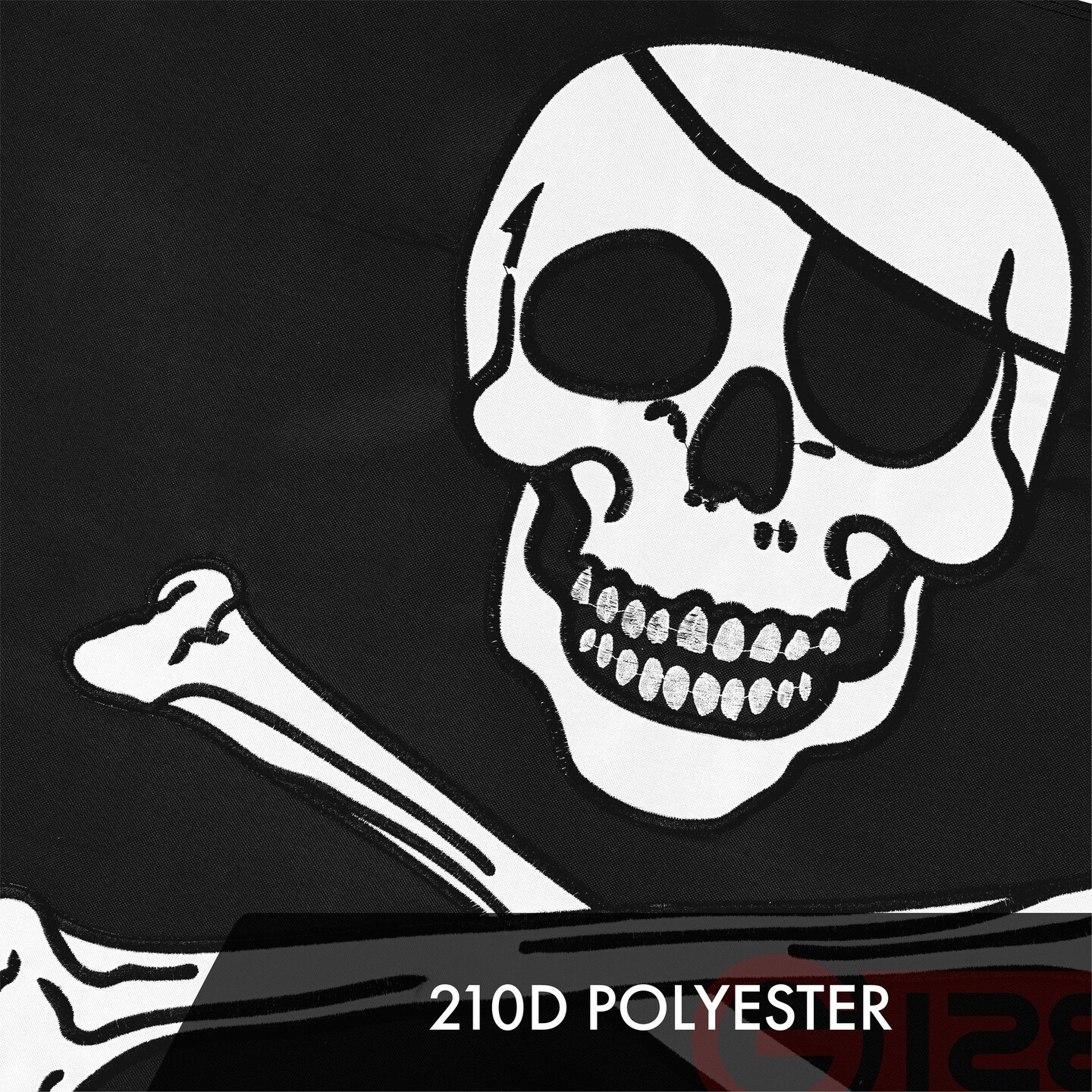 G128 Pirate Jolly Roger Bones Flag | 1x1.5 Ft | ToughWeave Series Embroidered 300D Polyester | Novelty Flag, Embroidered Design, Indoor/Outdoor, Brass Grommets