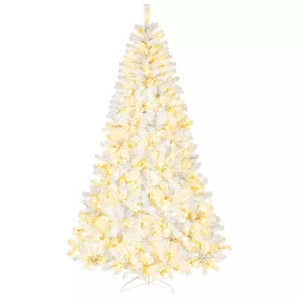 8Ft Pre-lit Artificial Christmas Tree White Snow 2008 Branche with 670 LED Light