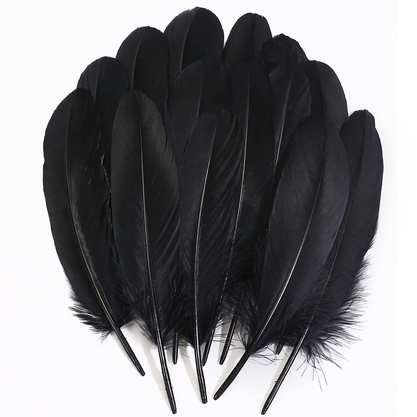 Ballinger Black Craft Feathers Bulk 120Pcs 68 Inch Real Goose