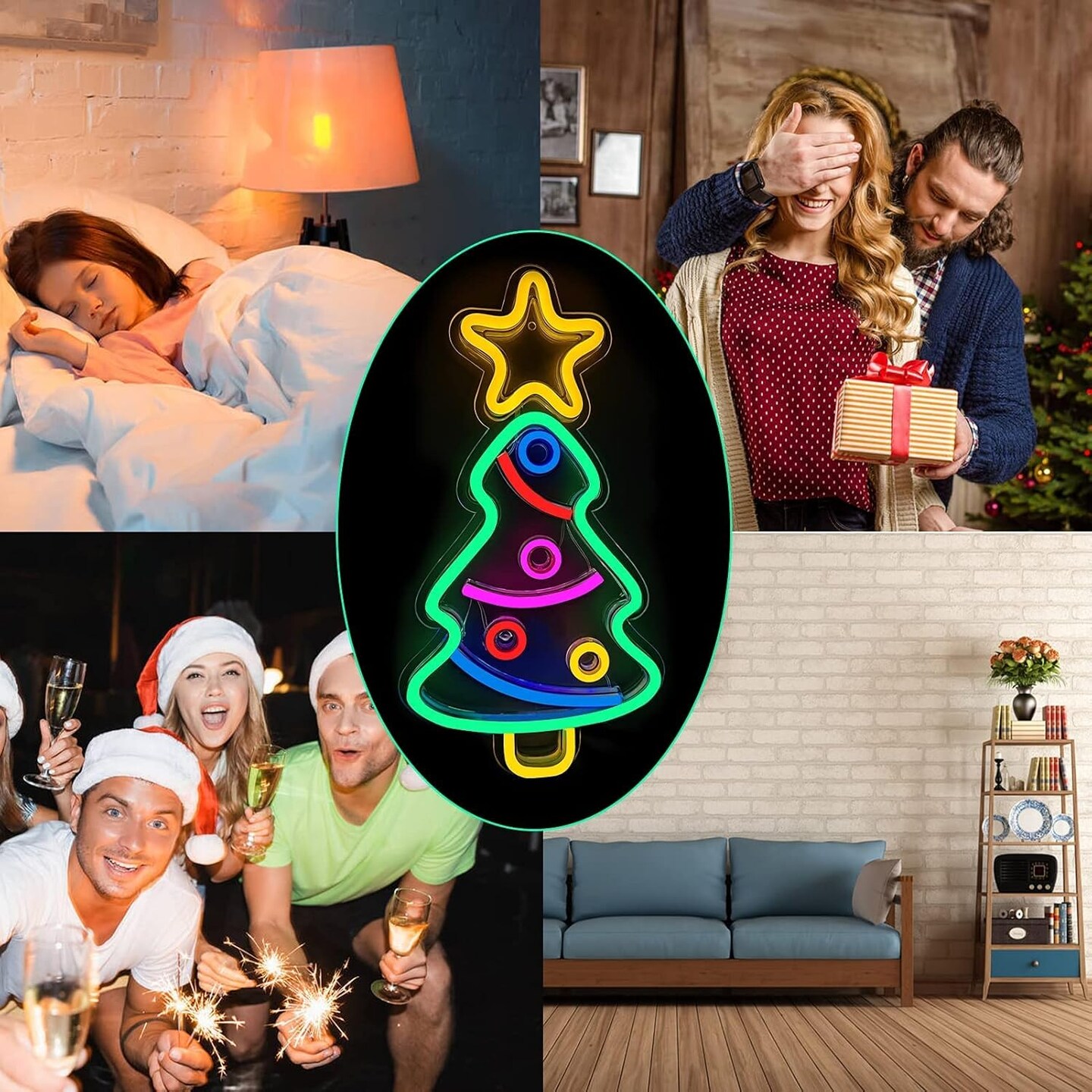 Christmas Tree Neon Sign, Xmas Trees LED Neon Signs for Wall Decor Art, USB Powered Acrylic Neon Lights for Bedroom Kids&#x27; Room Home Decoration Man Cave Birthday Bar Wedding Party Decorations