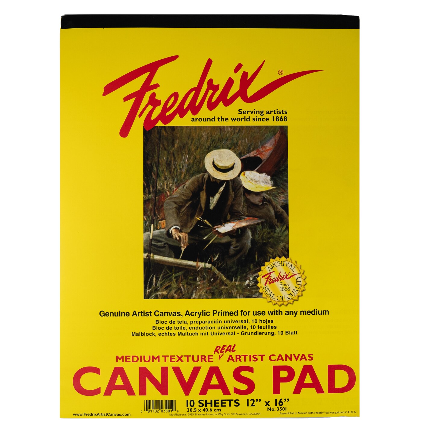 FREDRIX Creative Series White Canvas Pad, 12&#x22; x 16&#x22;