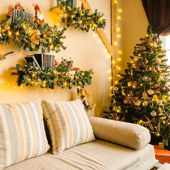Warm White Indoor String Lights for Bedroom, Christmas String Lights 8 Modes Twinkle Fairy Lights Plug in, 33ft 100 LED Christmas Lights Outdoor Waterproof