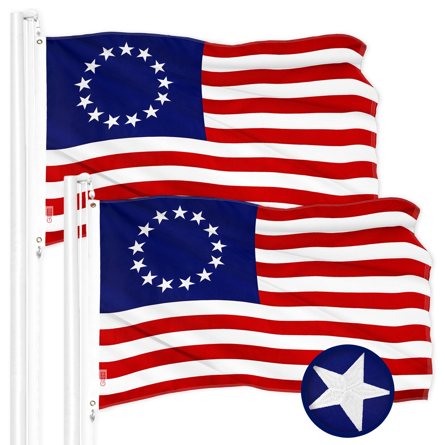 Revolutionary War Flag 3x5 Betsy Ross 13 Star Historical Nylon Embroidered 3'x5' House Banner Sleeve Cotton American Flag 3x5